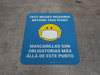 Face Masks Required Beyond This Point Bilingual Spanish with Facemask Emoji - Blue - Floor Sign