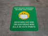 Face Masks Required Beyond This Point Bilingual Spanish with Facemask Emoji - Green - Floor Sign