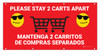 Please Stay 2 Carts Apart Bilingual Spanish with Sunglasses Emoji - Banner
