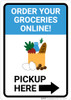 Order Groceries Online Pickup Here Right with Icon Portrait - Wall Sign Order Groceries Online Pickup Here Right with Icon Portrait - Wall Sign