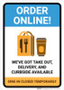 Order Online Takeout Delivery and Curbside Available with Icon Portrait - Wall Sign Order Online Takeout Delivery and Curbside Available with Icon Portrait - Wall Sign