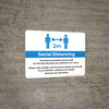 Social Distancing 2m One Customer At A Time with Icon Blue v2 Landscape - Wall Sign