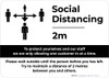 Social Distancing 2m One Customer At A Time with Icon Landscape - Wall Sign Social Distancing 2m One Customer At A Time with Icon Landscape - Wall Sign