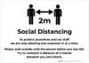 Social Distancing 2m One Customer At A Time with Icon v2 Landscape - Wall Sign