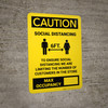 Caution: Social Distancing Max Occupancy with Icon Portrait - Wall Sign Caution: Social Distancing Max Occupancy with Icon Portrait - Wall Sign