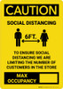 Caution: Social Distancing Max Occupancy with Icon Portrait - Wall Sign Caution: Social Distancing Max Occupancy with Icon Portrait - Wall Sign