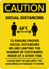 Caution: Social Distancing We Are Limiting the Number of Customers with Icon Portrait - Wall Sign