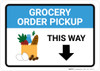 Grocery Order Pickup Down Arrow with Icon Landscape - Wall Sign