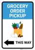 Grocery Order Pickup Left Arrow with Icon Portrait - Wall Sign