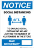 Notice: Social Distancing Max Occupancy with Icon Portrait - Wall Sign