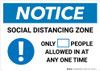 Notice: Social Distancing Zone with Icon Landscape - Wall Sign