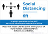 Social Distancing 6ft One Customer At A Time with Icon Blue v2 Landscape - Wall Sign Social Distancing 6ft One Customer At A Time with Icon Blue v2 Landscape - Wall Sign