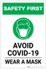 Safety First: Avoid COVID-19 Wear a Mask with Icon Portrait - Label
