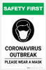 Safety First: Coronavirus Outbreak - Please Wear a Mask with Icon Portrait - Label