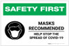 Safety First: Masks Recommended Help Stop the Spread of COVID-19 with Icon Landscape - Label Safety First: Masks Recommended Help Stop the Spread of COVID-19 with Icon Landscape - Label
