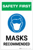 Safety First: Masks Recommended with Icon Portrait - Label