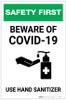Safety First: Beware of COVID-19 - Use Hand Sanitizer with Icon Portrait - Label