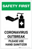 Safety First: Coronavirus Outbreak - Please Use Hand Sanitizer with Icon Portrait - Label Safety First: Coronavirus Outbreak - Please Use Hand Sanitizer with Icon Portrait - Label
