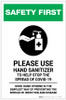 Safety First: Please Use Hand Sanitizer - Good Hand Hygiene with Icon Portrait - Label
