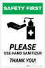 Safety First: Please Use Hand Sanitizer - Thank you with Icon Portrait - Label