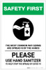 Safety First: The Most Common Way Germs are Spread - Please Use Hand Sanitizer with Icon Portrait - Label Safety First: The Most Common Way Germs are Spread - Please Use Hand Sanitizer with Icon Portrait - Label