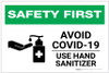 Safety First: Avoid COVID-19 - Use Hand Sanitizer with Icon Landscape - Label