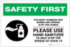 Safety First: The Most Common Way Germs are Spread - Please Use Hand Sanitizer with Icon Landscape - Label