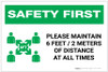 Safety First: Please Maintain 6 Feet of Distance at All Times with Icon Landscape - Label