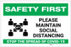 Safety First: Please Maintain Social Distancing Stop the Spread with Icon Landscape - Label Safety First: Please Maintain Social Distancing Stop the Spread with Icon Landscape - Label