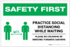 Safety First: Practice Social Distancing While Waiting with Icon Landscape - Label