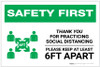 Safety First: Thank You For Practicing Social Distancing with Icon Landscape - Label