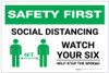 Safety First: Social Distancing Watch Your Six with Icon Landscape - Label
