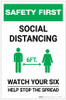 Safety First: Social Distancing Watch Your Six with Icon Portrait - Label