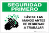 Safety First: Wash Hands Before Returning To Work Spanish with Icon Landscape - Label