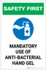 Safety First: Mandatory Use Of Anti-Bacterial Hand Gel With Icon Portrait - Label