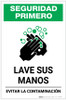 Safety First: Wash Your Hands Avoid Contamination Spanish with Icon Portrait - Label Safety First: Wash Your Hands Avoid Contamination Spanish with Icon Portrait - Label