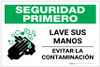 Safety First: Wash Your Hands Spanish with Icon Landscape - Label