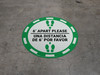 6 Ft Apart Please Una Distancia de 6 ft Por Favor - Casino Green - Floor Sign