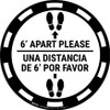 6 Ft Apart Please Una Distancia de 6 ft Por Favor - Casino White - Floor Sign