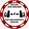 Social Distancing Bilingual Spanish - Casino Red - Floor Sign Social Distancing Bilingual Spanish - Casino Red - Floor Sign