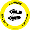Caution: Shoe Print Left Circular - Floor Sign