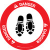 Danger: Shoe Print Down Circular - Floor Sign