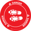 Danger: Shoe Print Left Circular v2 - Floor Sign