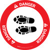 Danger: Shoe Print Left Circular - Floor Sign