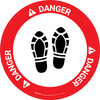 Danger: Shoe Print Up Circular - Floor Sign