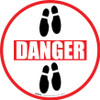 Danger: Shoe Prints Down Circular v2 - Floor Sign