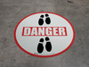 Danger: Shoe Prints Down Circular v2 - Floor Sign