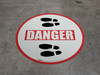Danger: Shoe Prints Left Circular v2 - Floor Sign