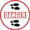 Danger: Shoe Prints Right Circular v2 - Floor Sign Danger: Shoe Prints Right Circular v2 - Floor Sign