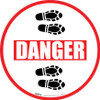 Danger: Shoe Prints Right Circular - Floor Sign Danger: Shoe Prints Right Circular - Floor Sign